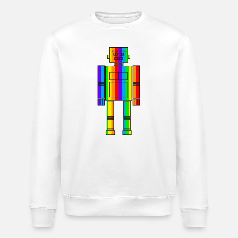 Regenbogen Roboter - Stanley/Stella Unisex Bio-Sweatshirt ROLLER - Weiß