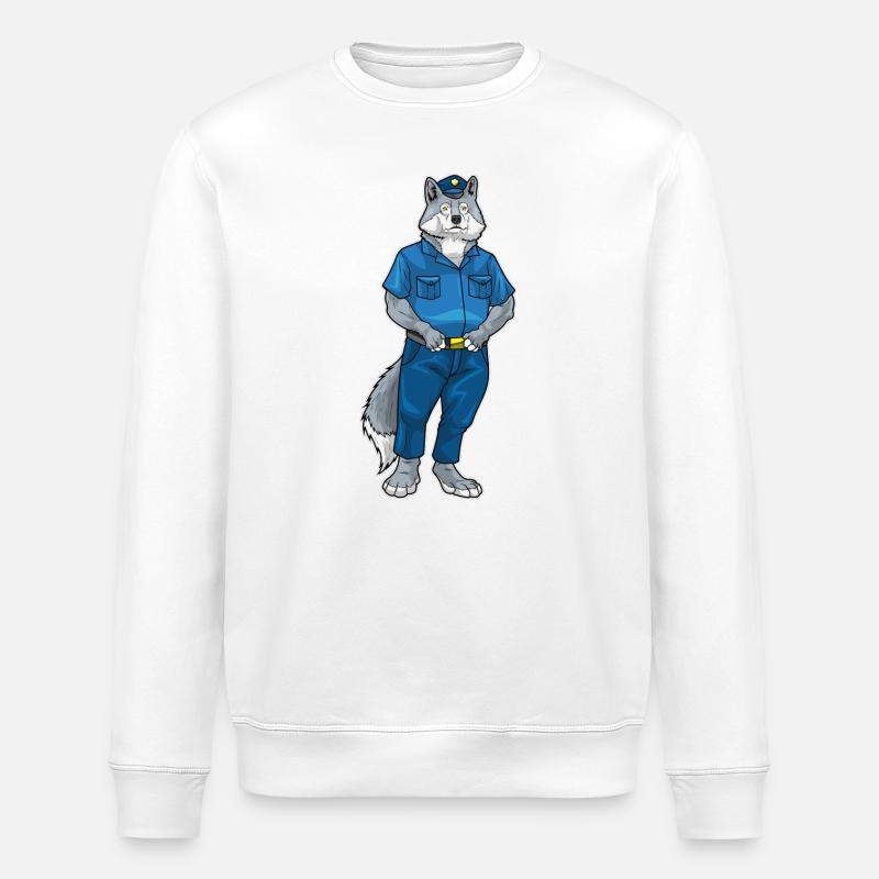Wolf Polizist Polizei - Stanley/Stella Unisex Bio-Sweatshirt ROLLER - Weiß