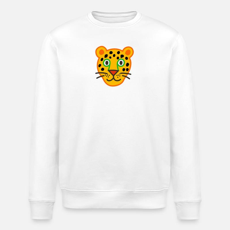 Niedliche Leopardengesicht Illustration - Stanley/Stella Unisex Bio-Sweatshirt ROLLER - Weiß