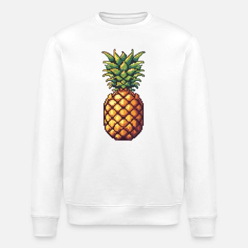 Pixel Ananas Rétro Pixel Art - Sweat bio ROLLER Stanley/Stella Unisexe - blanc