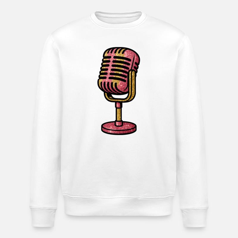 Glitzerndes Mikrofon-Design - Stanley/Stella Unisex Bio-Sweatshirt ROLLER - Weiß