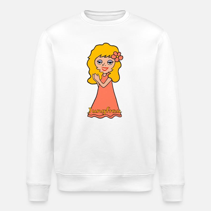 Sternzeichen Jungfrau Cartoon Blumenkind - Stanley/Stella Unisex Bio-Sweatshirt ROLLER - Weiß