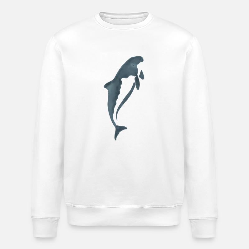 Silhouette de dauphin aquarelle - Sweat bio ROLLER Stanley/Stella Unisexe - blanc