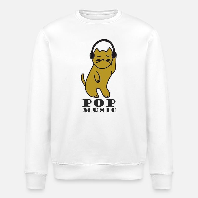 Katzen DJ mit Kopfhörern - Stanley/Stella Unisex Bio-Sweatshirt ROLLER - Weiß