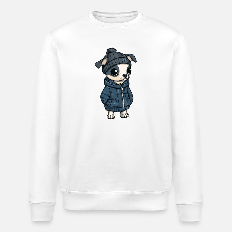 Whippet chien dessin animé - Sweat bio ROLLER Stanley/Stella Unisexe - blanc