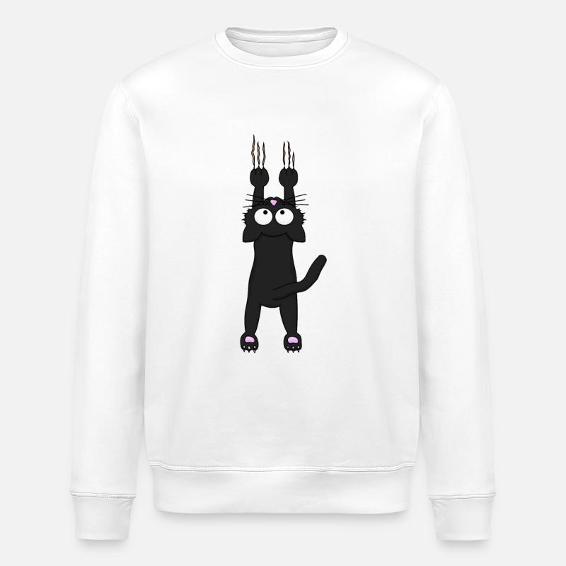 Schwarze Katze - Stanley/Stella Unisex Bio-Sweatshirt ROLLER - Weiß
