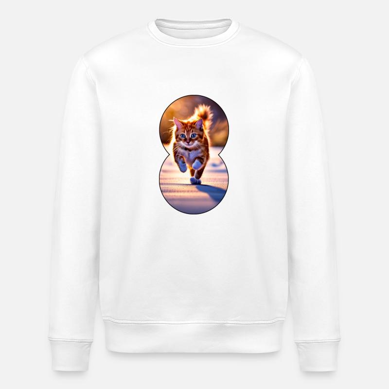 Running cat 5 - Stanley/Stella ROLLER Unisex Organic Sweatshirt - white