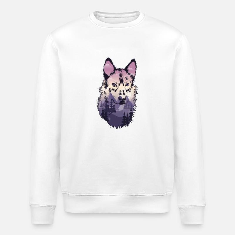 Chien de berger loup - Sweat bio ROLLER Stanley/Stella Unisexe - blanc