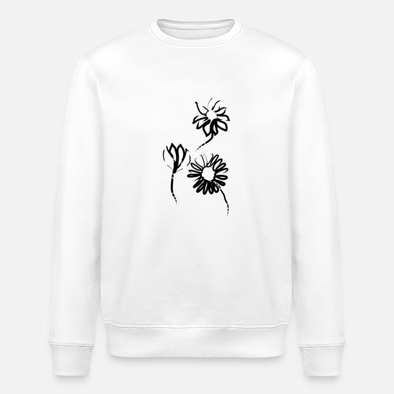 Handgezeichnete Blumen - Stanley/Stella Unisex Bio-Sweatshirt ROLLER - Weiß