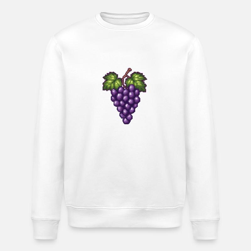 Grapes Pixel - Stanley/Stella ROLLER Unisex Organic Sweatshirt - white