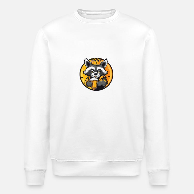 Waschbär Bier Comic - Stanley/Stella Unisex Bio-Sweatshirt ROLLER - Weiß