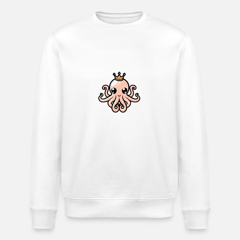 Oktopus Comic Krone - Stanley/Stella Unisex Bio-Sweatshirt ROLLER - Weiß