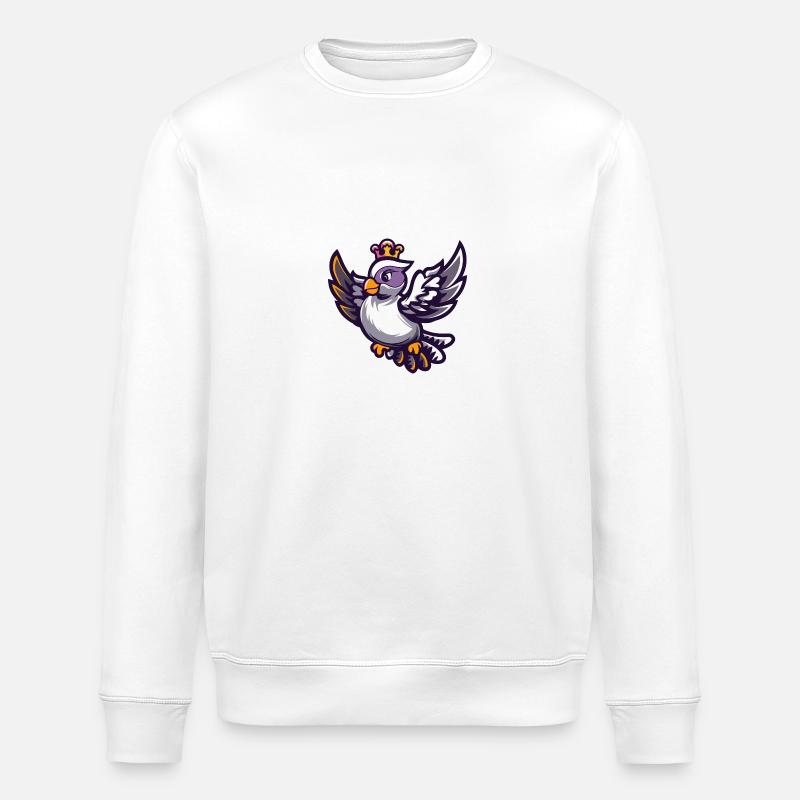 Taube Vogel Comic Krone - Stanley/Stella Unisex Bio-Sweatshirt ROLLER - Weiß
