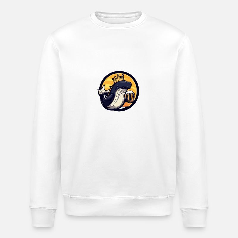 Whale Beer Comic - Stanley/Stella ROLLER Unisex Organic Sweatshirt - white