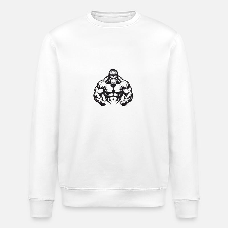Gorilla Muscles Beast Gym - Stanley/Stella ROLLER Unisex Organic Sweatshirt - white