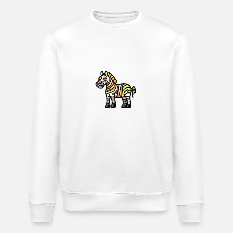 Zebra Halloween Comic Zombie - Stanley/Stella ROLLER Unisex Organic Sweatshirt - white