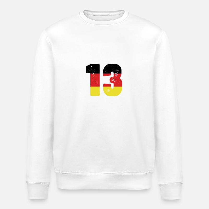 13 Number Jersey Germany - Stanley/Stella ROLLER Unisex Organic Sweatshirt - white