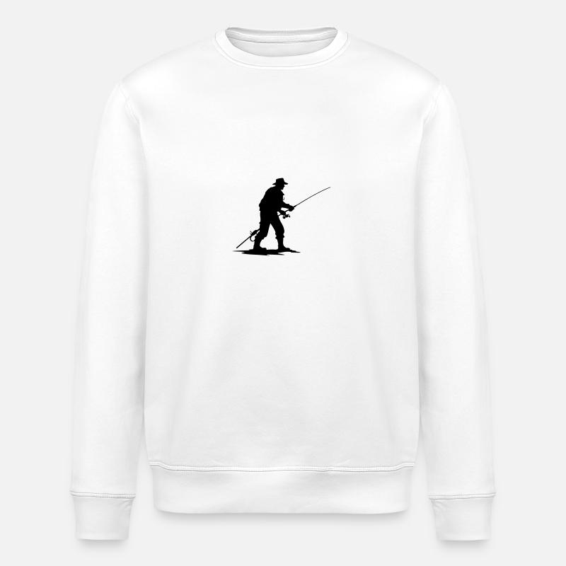 Fishing Man Icon - Stanley/Stella ROLLER Unisex Organic Sweatshirt - white