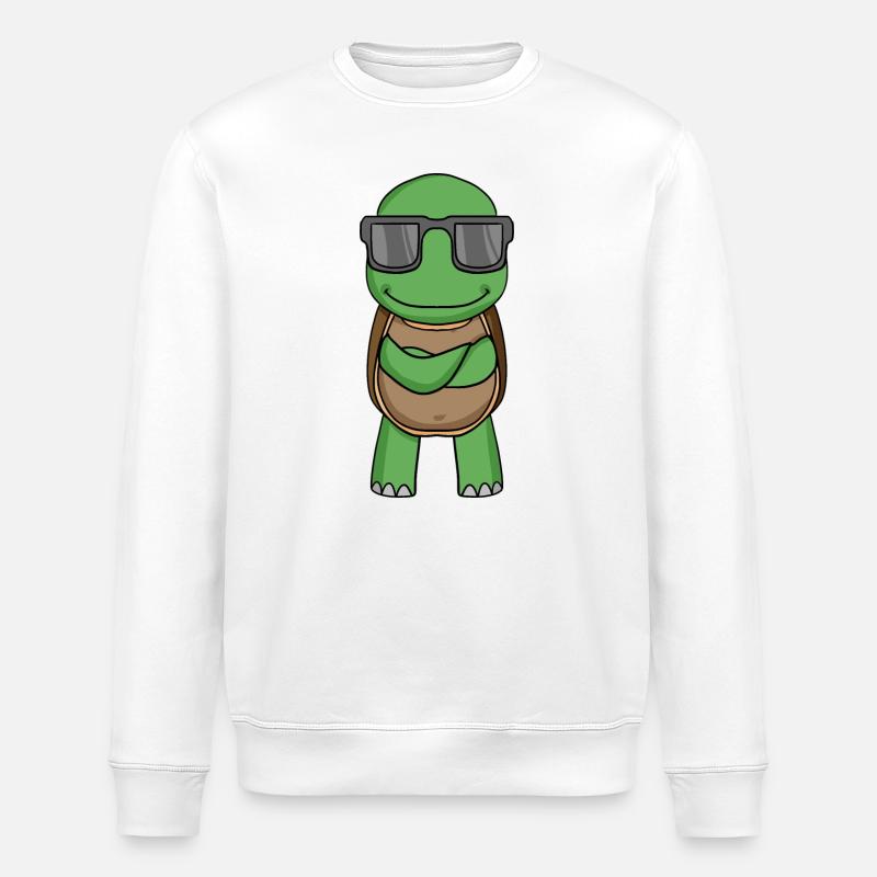 Turtle with sunglasses - Stanley/Stella ROLLER Unisex Organic Sweatshirt - white