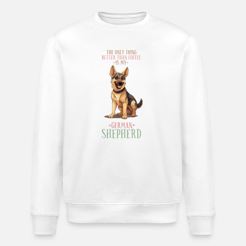 Mein Deutscher Schäferhund und Kaffee - Stanley/Stella Unisex Bio-Sweatshirt ROLLER - Weiß