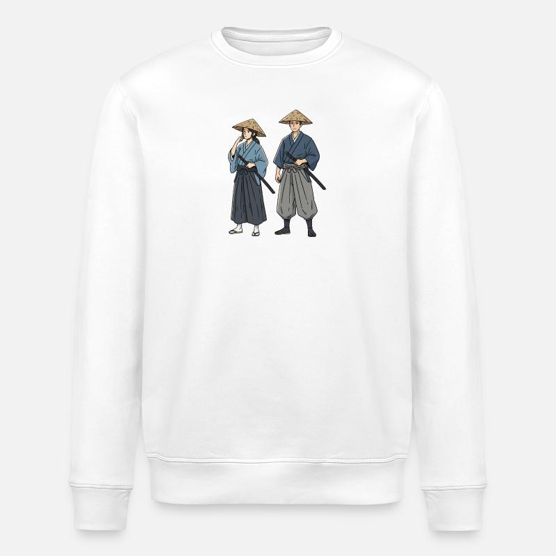 Samurai Duett im Kimono Ronin Paar - Stanley/Stella Unisex Bio-Sweatshirt ROLLER - Weiß