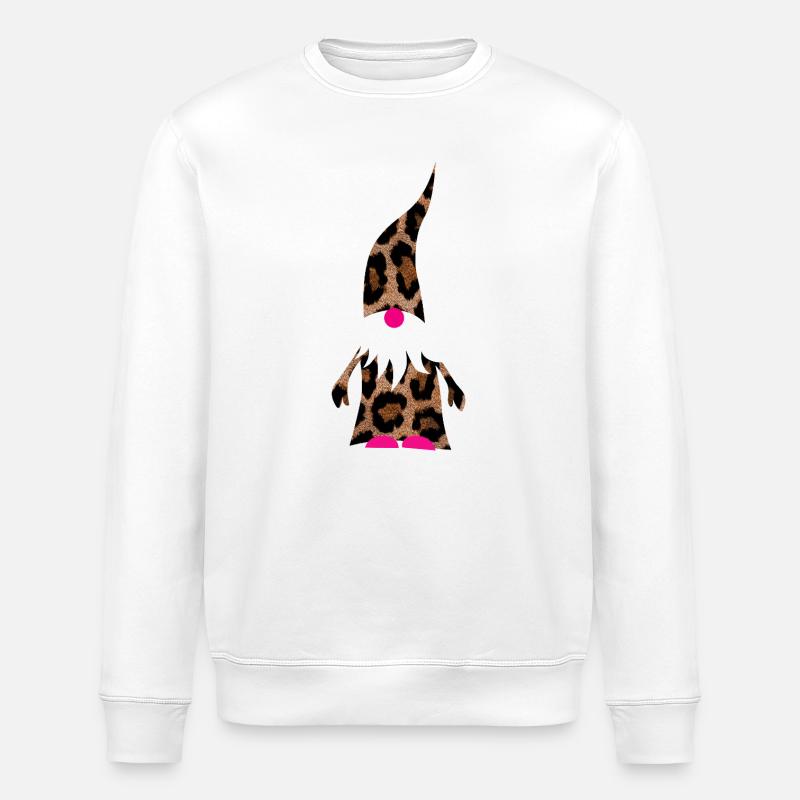 Wichtel pink Leopard Deko Weihnachten Geschenkidee - Stanley/Stella Unisex Bio-Sweatshirt ROLLER - Weiß