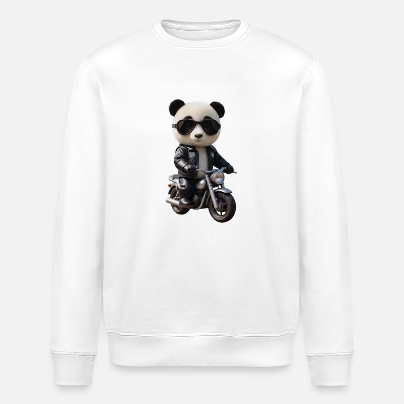 Biker Panda - Stanley/Stella Unisex Bio-Sweatshirt ROLLER - Weiß