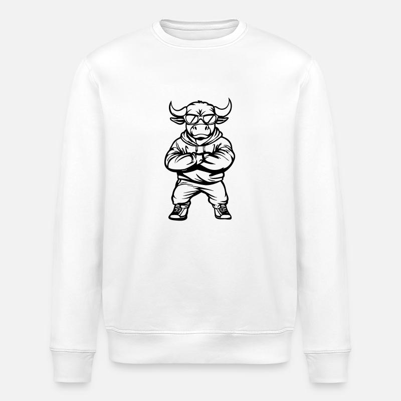 stier comic cool - Stanley/Stella Unisex Bio-Sweatshirt ROLLER - Weiß