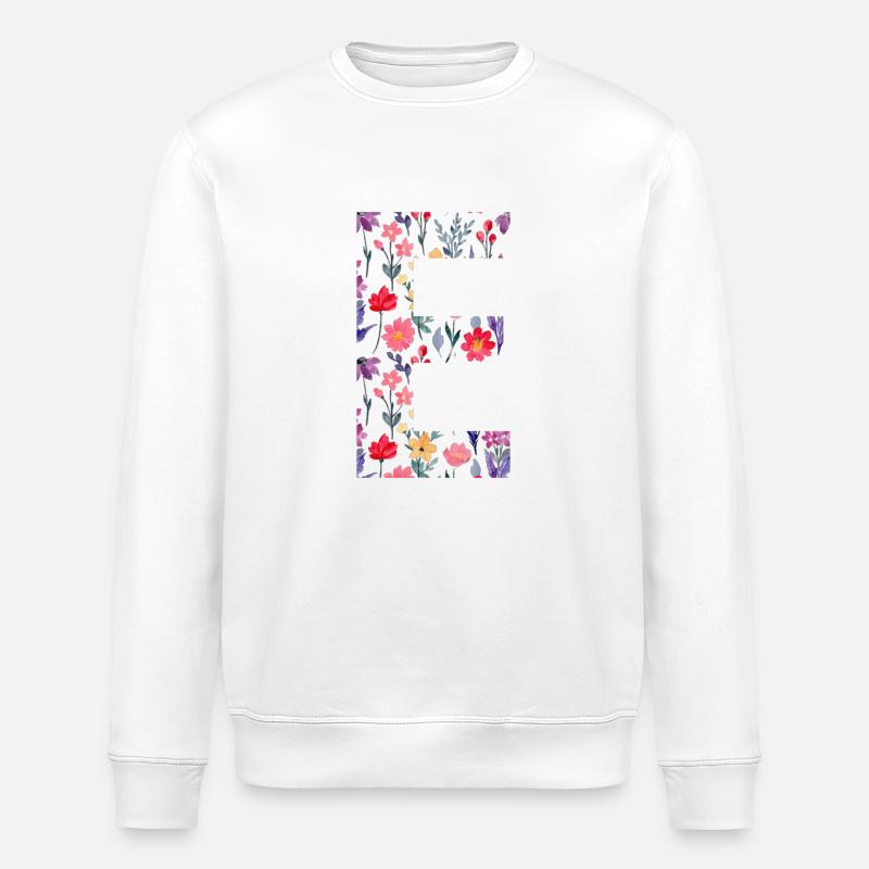 Personalisierter Blumenbuchstabe E - Geschenkidee - Stanley/Stella Unisex Bio-Sweatshirt ROLLER - Weiß