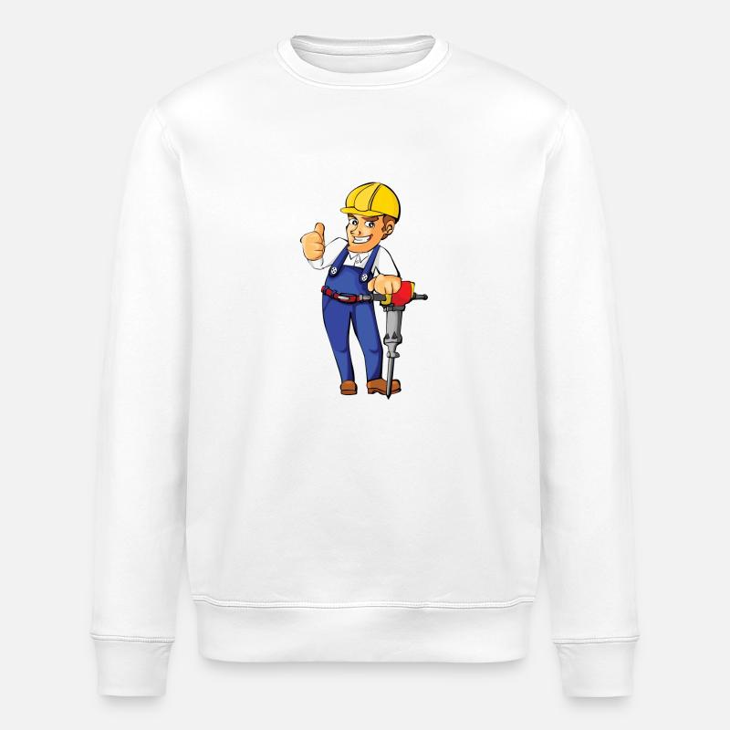 construction worker bauarbeiter strassenbau2 - Stanley/Stella Unisex Bio-Sweatshirt ROLLER - Weiß