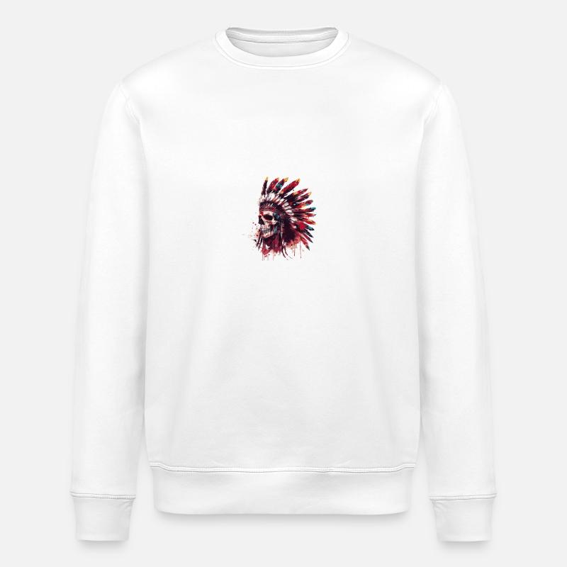 Indianer Häuptling Totenkopf - Stanley/Stella Unisex Bio-Sweatshirt ROLLER - Weiß