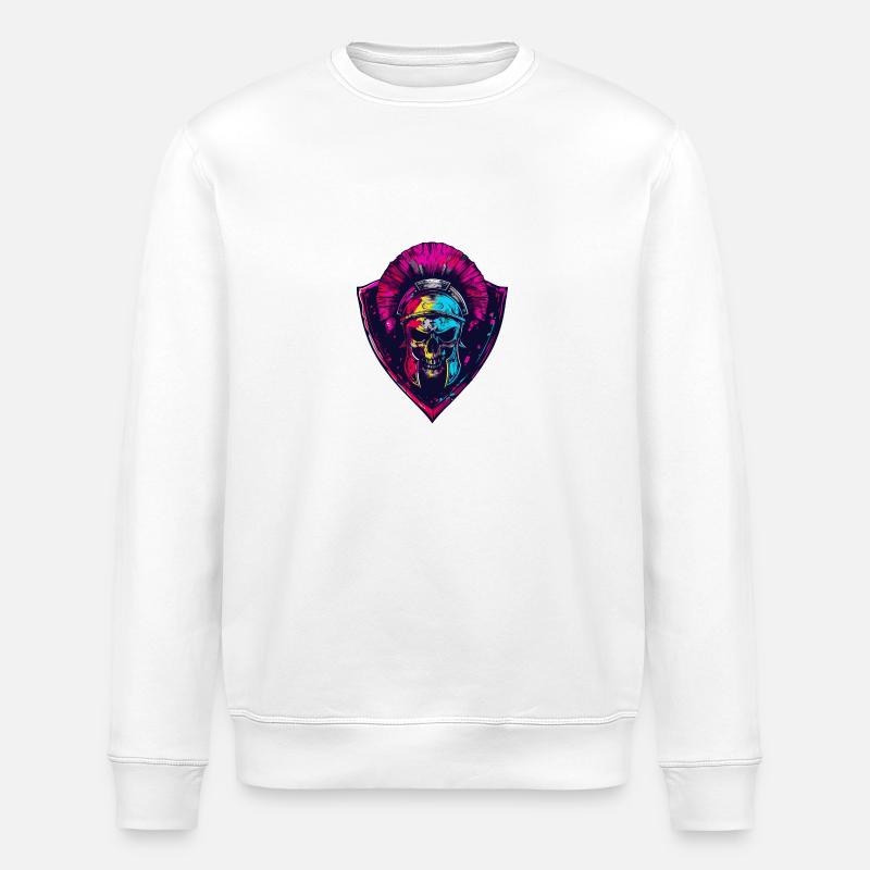 Spartan Skull Gladiator - Stanley/Stella ROLLER Unisex Organic Sweatshirt - white