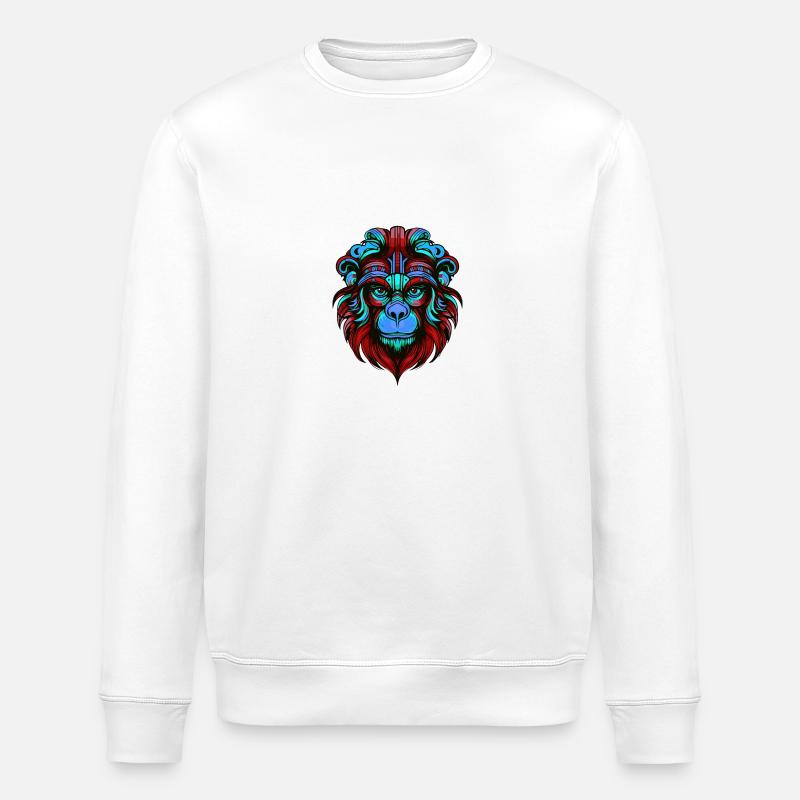 Affe Porträt Bunt - Stanley/Stella Unisex Bio-Sweatshirt ROLLER - Weiß