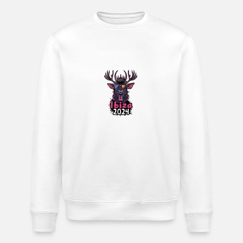 Ibiza 2024 Hirsch - Stanley/Stella Unisex Bio-Sweatshirt ROLLER - Weiß