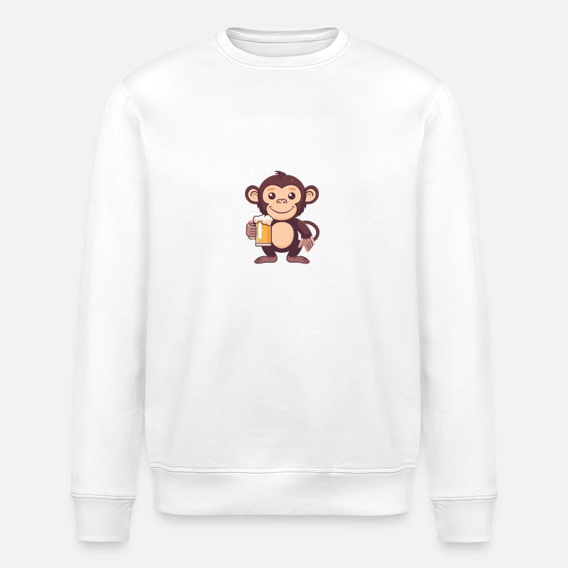 Affe Bier Comic Party - Stanley/Stella Unisex Bio-Sweatshirt ROLLER - Weiß