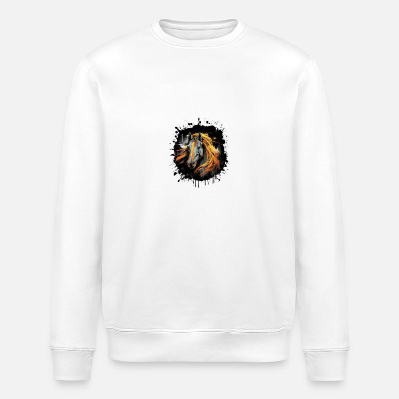 Pferd Porträt - Stanley/Stella Unisex Bio-Sweatshirt ROLLER - Weiß