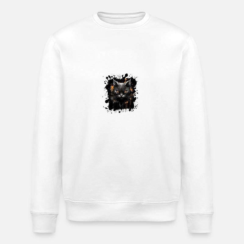 Katze Porträt - Stanley/Stella Unisex Bio-Sweatshirt ROLLER - Weiß