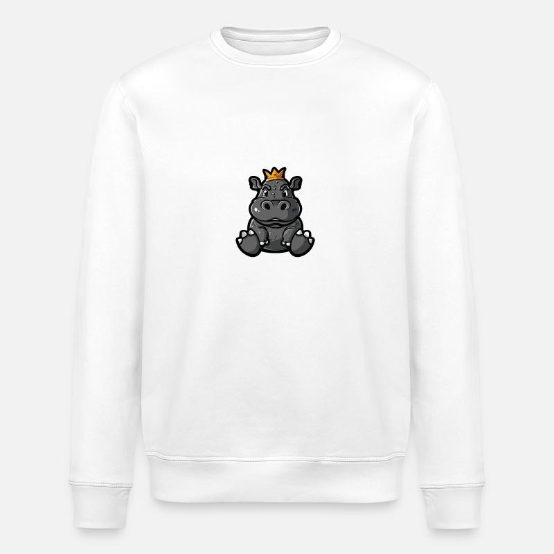 Nilpferd Comic Krone - Stanley/Stella Unisex Bio-Sweatshirt ROLLER - Weiß