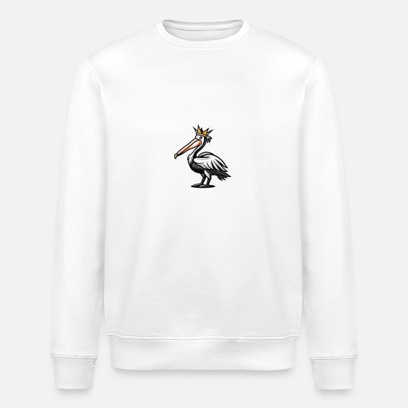 Pelikan Vogel Comic Krone - Stanley/Stella Unisex Bio-Sweatshirt ROLLER - Weiß