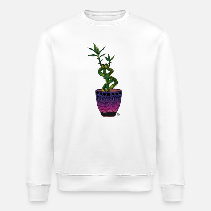 Glücksbambus im Topf - Stanley/Stella Unisex Bio-Sweatshirt ROLLER - Weiß