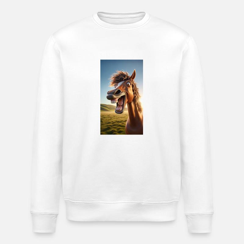 Lachendes Pferd - Stanley/Stella Unisex Bio-Sweatshirt ROLLER - Weiß