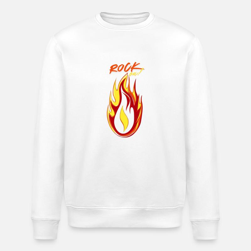 Rock on Fire & Flame - Stanley/Stella ROLLER Unisex Organic Sweatshirt - white