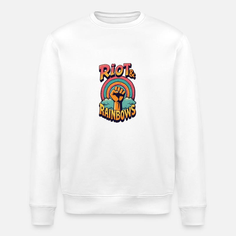 Riot & Rainbows – Power & Pride - Stanley/Stella Unisex Bio-Sweatshirt ROLLER - Weiß