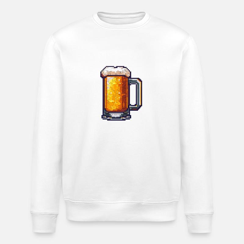 Chope à bière Pixel Beer - Sweat bio ROLLER Stanley/Stella Unisexe - blanc