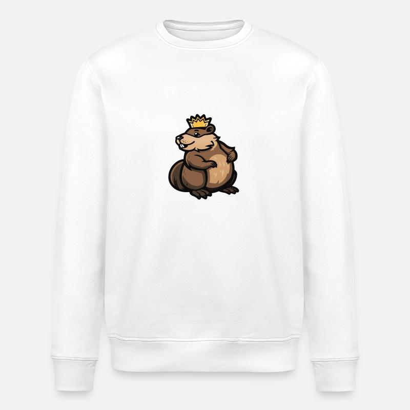 Beaver Comic Crown - Stanley/Stella ROLLER Unisex Organic Sweatshirt - white