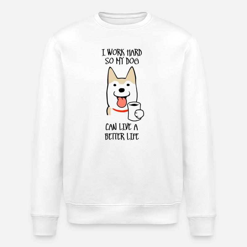 I work hard - Stanley/Stella ROLLER Unisex Organic Sweatshirt - white