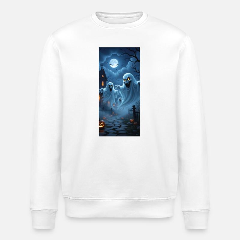 Chemise à capuche Spit Ghosts - Sweat bio ROLLER Stanley/Stella Unisexe - blanc