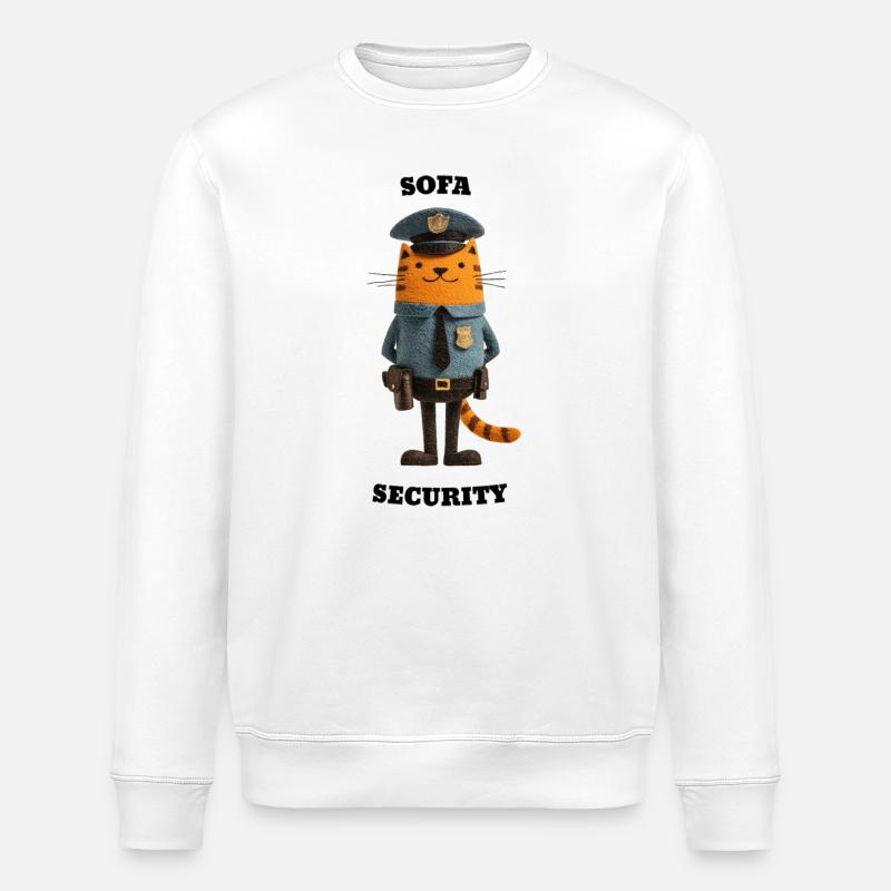 Sofa Security - witzige Katzen Illustration - Stanley/Stella Unisex Bio-Sweatshirt ROLLER - Weiß