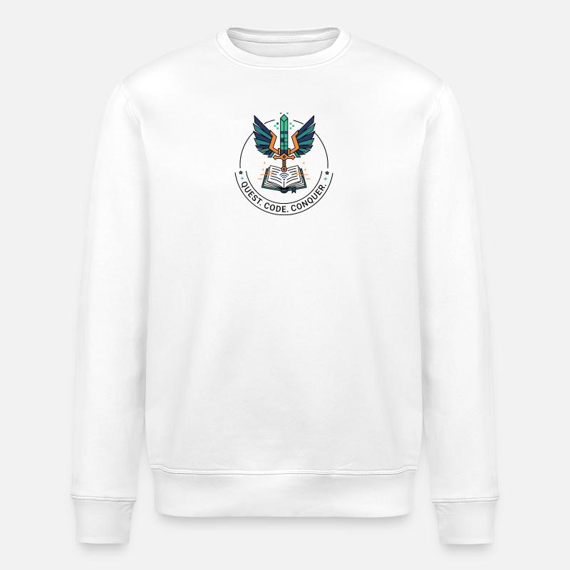 Quest. Code. Conquer Emblem - Stanley/Stella ROLLER Unisex Organic Sweatshirt - white