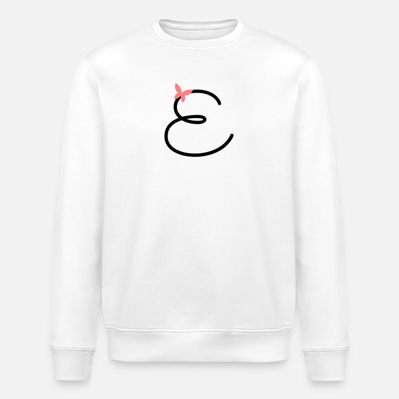 Letter E Butterfly Letter - Stanley/Stella ROLLER Unisex Organic Sweatshirt - white